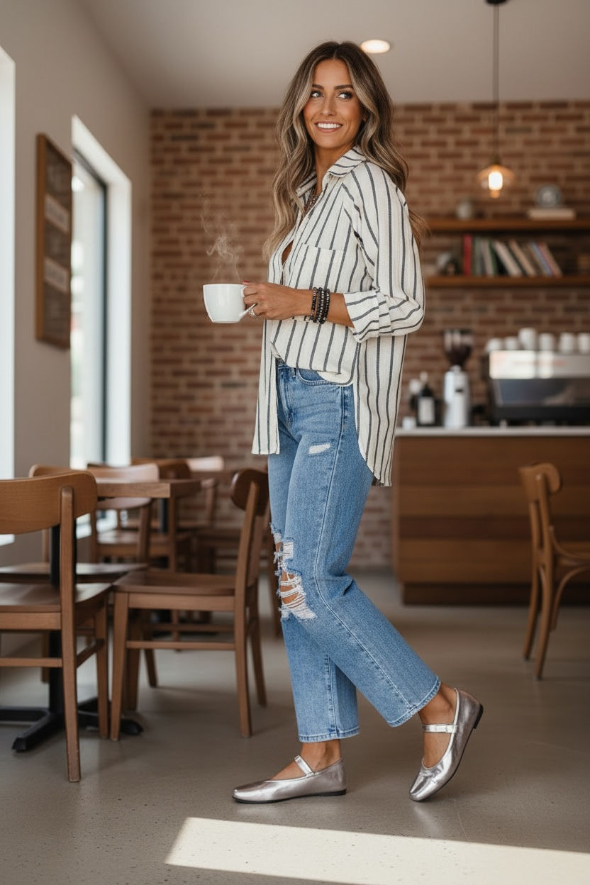 Thumbnail: Striped Buttoned Down Shirt
