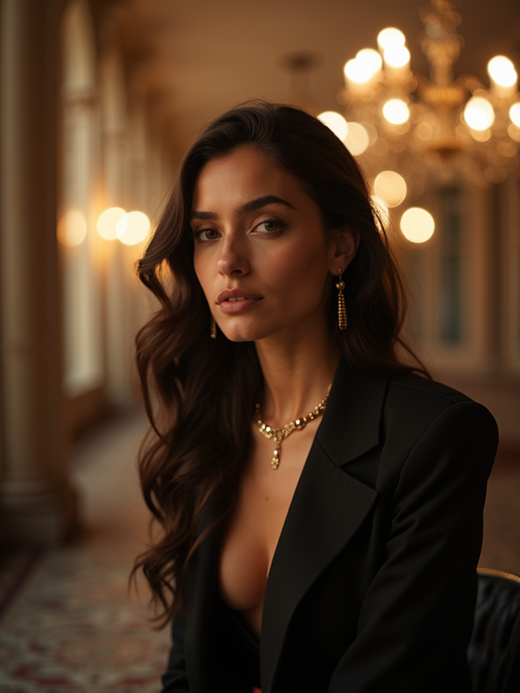 Sophisticated woman evening luxury portrait.
