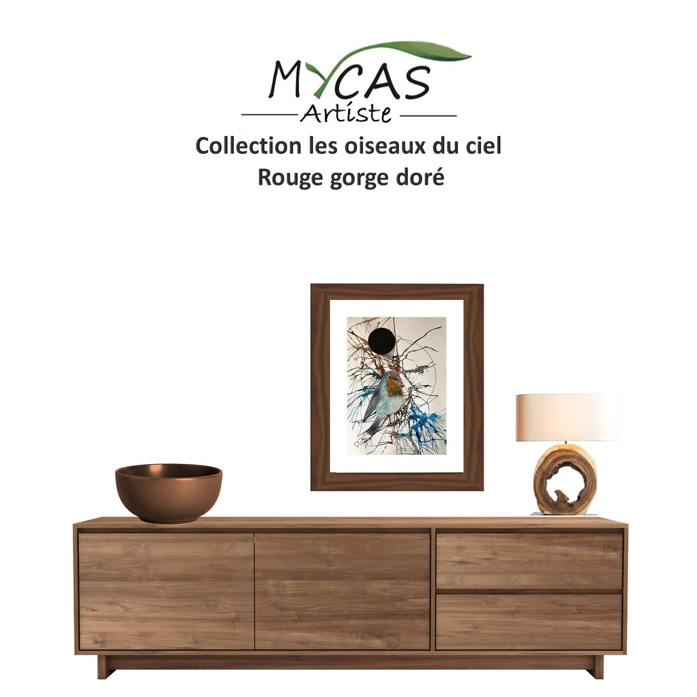 Affiche uno oiseau rouge gorge doré