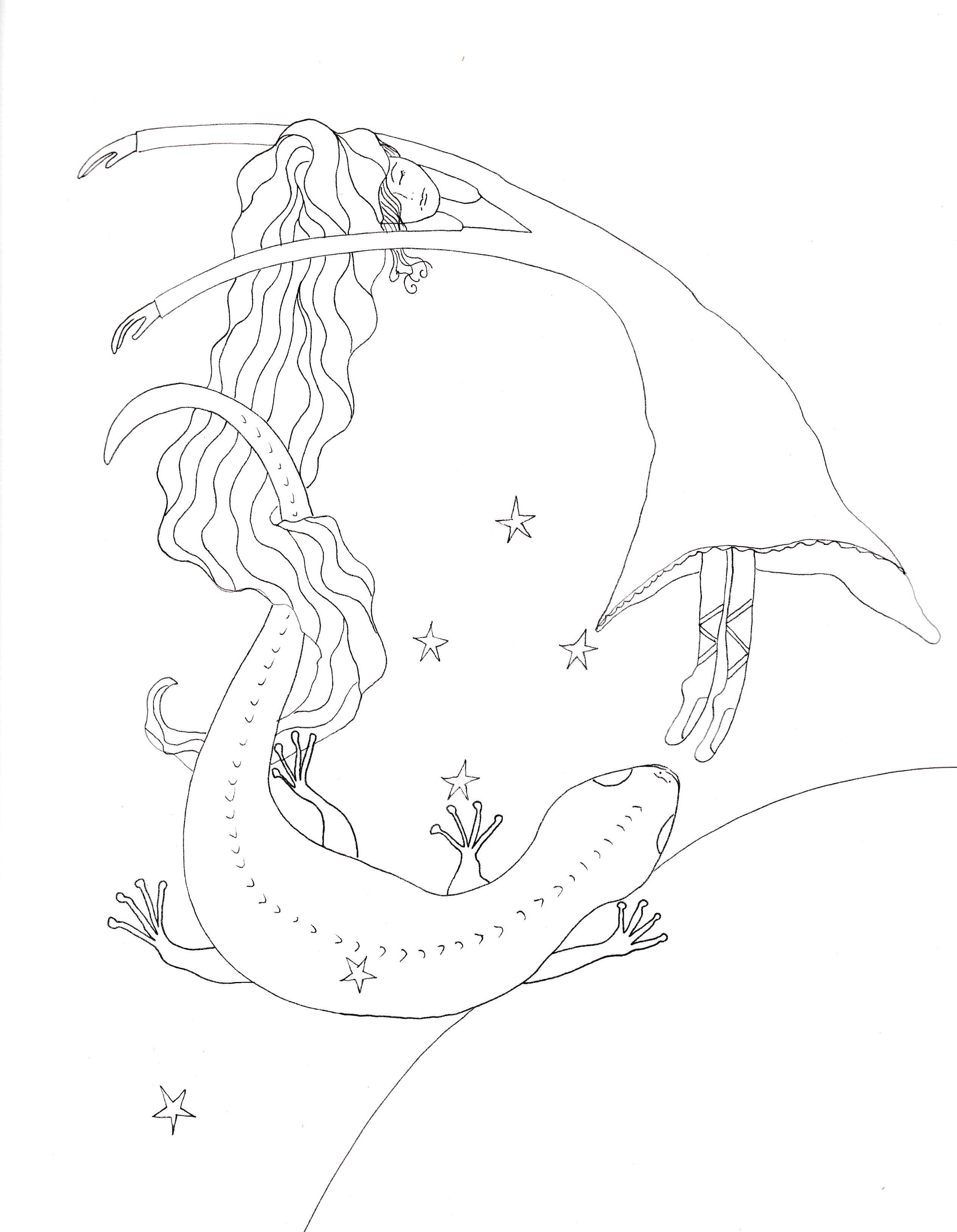 Impression noir et blanccontellation lezard