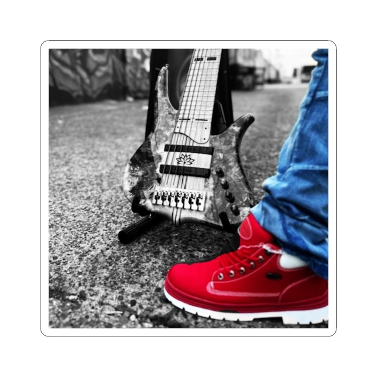 E-Pruitt Kiss-Cut Stickers, Red Shoe Design, Music Lover Gift, Cool Laptop Decal