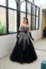 Front view of ‘charlotte’ PF126 by Purple Fox A-line ball gown with sweetheart neckline and lace bodice