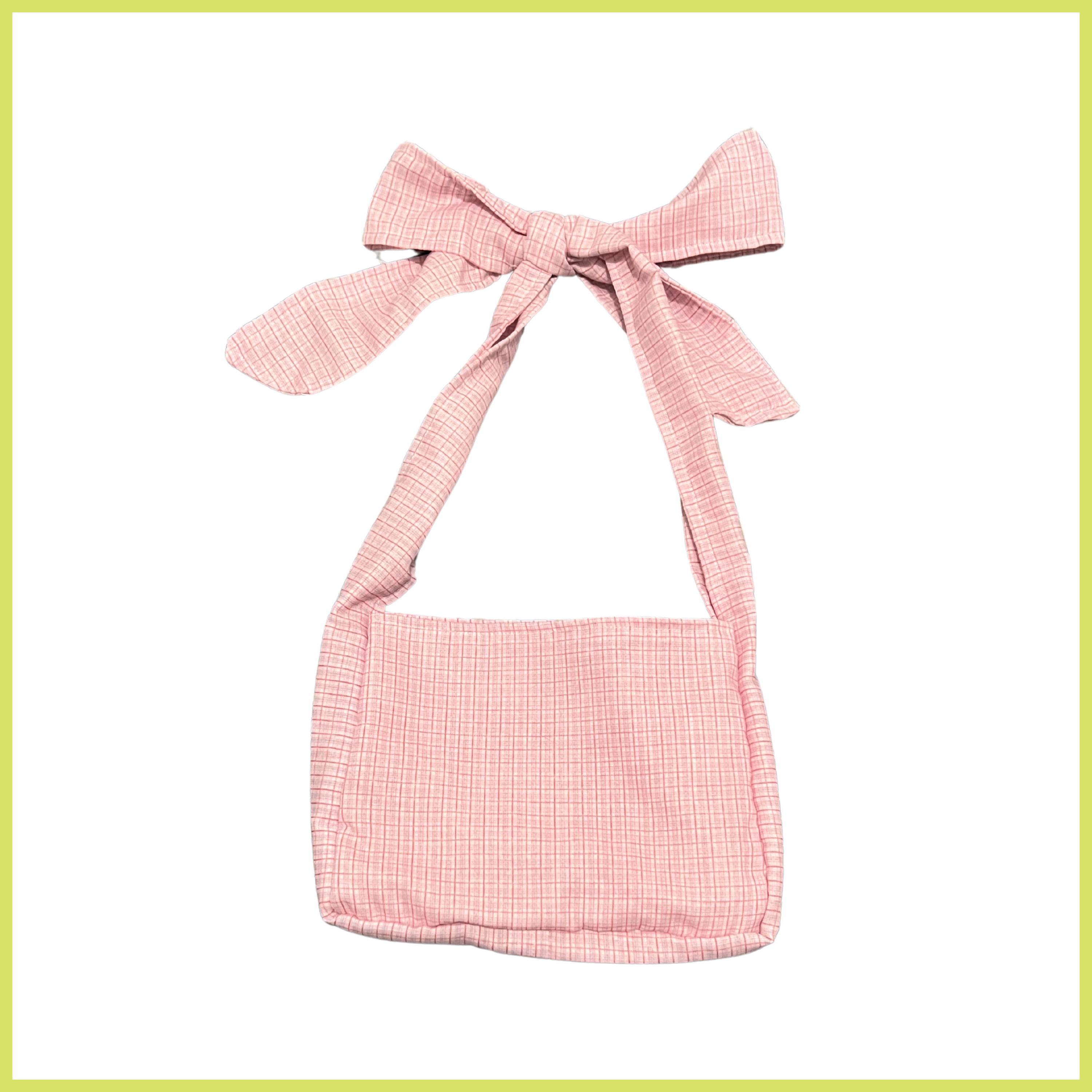 Pink Plaid Bow-Strap Bag