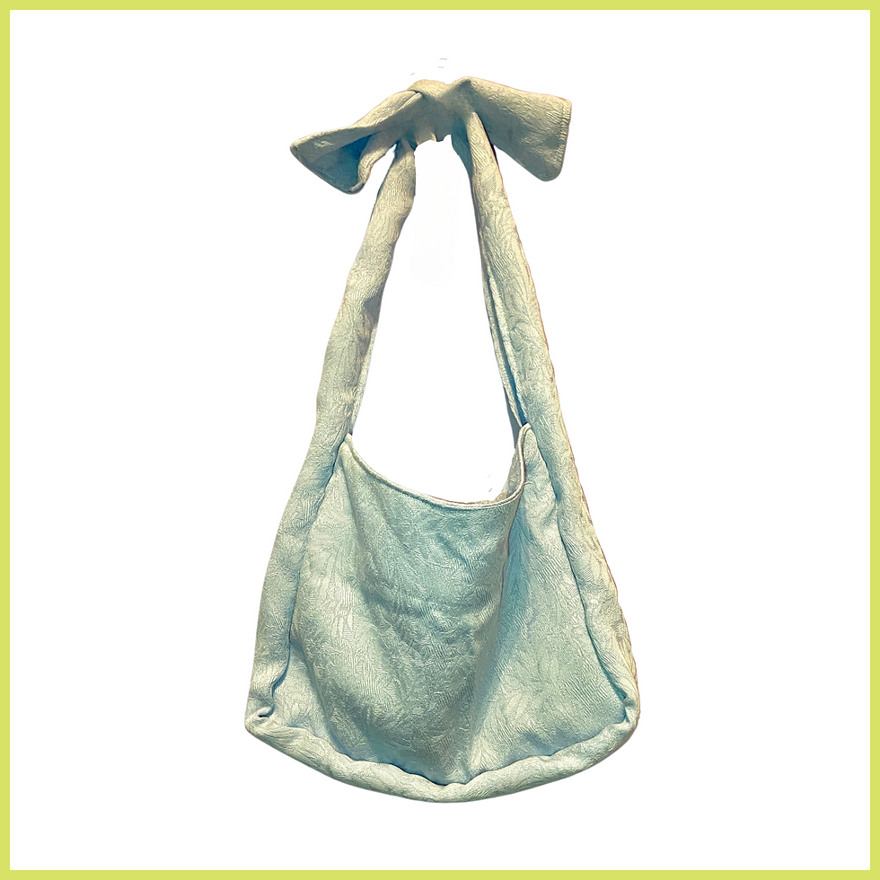 Blue Brocade Tie-Strap Bag