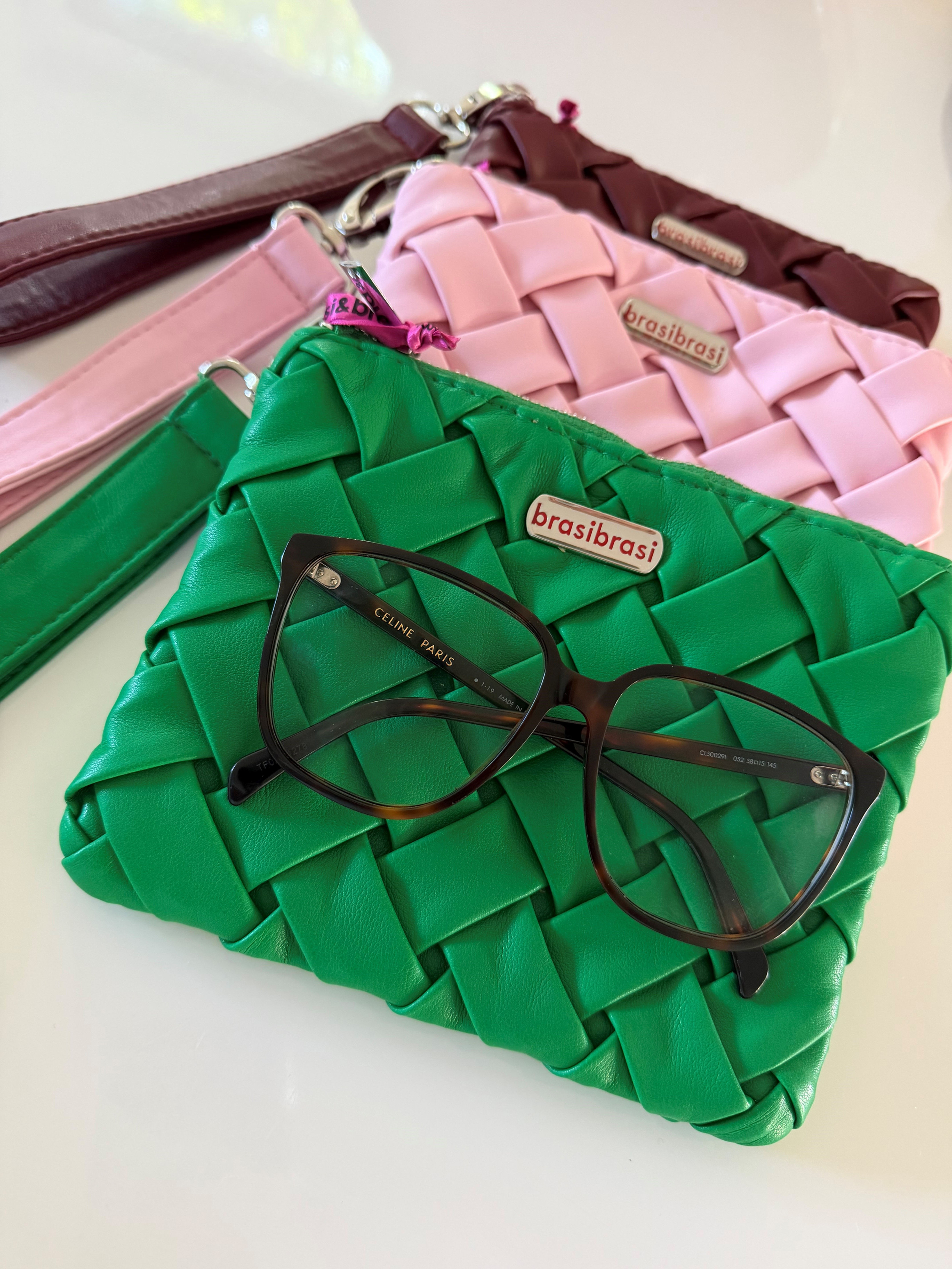 NEW! veganes Leder - clutch mini grün mit Henkel