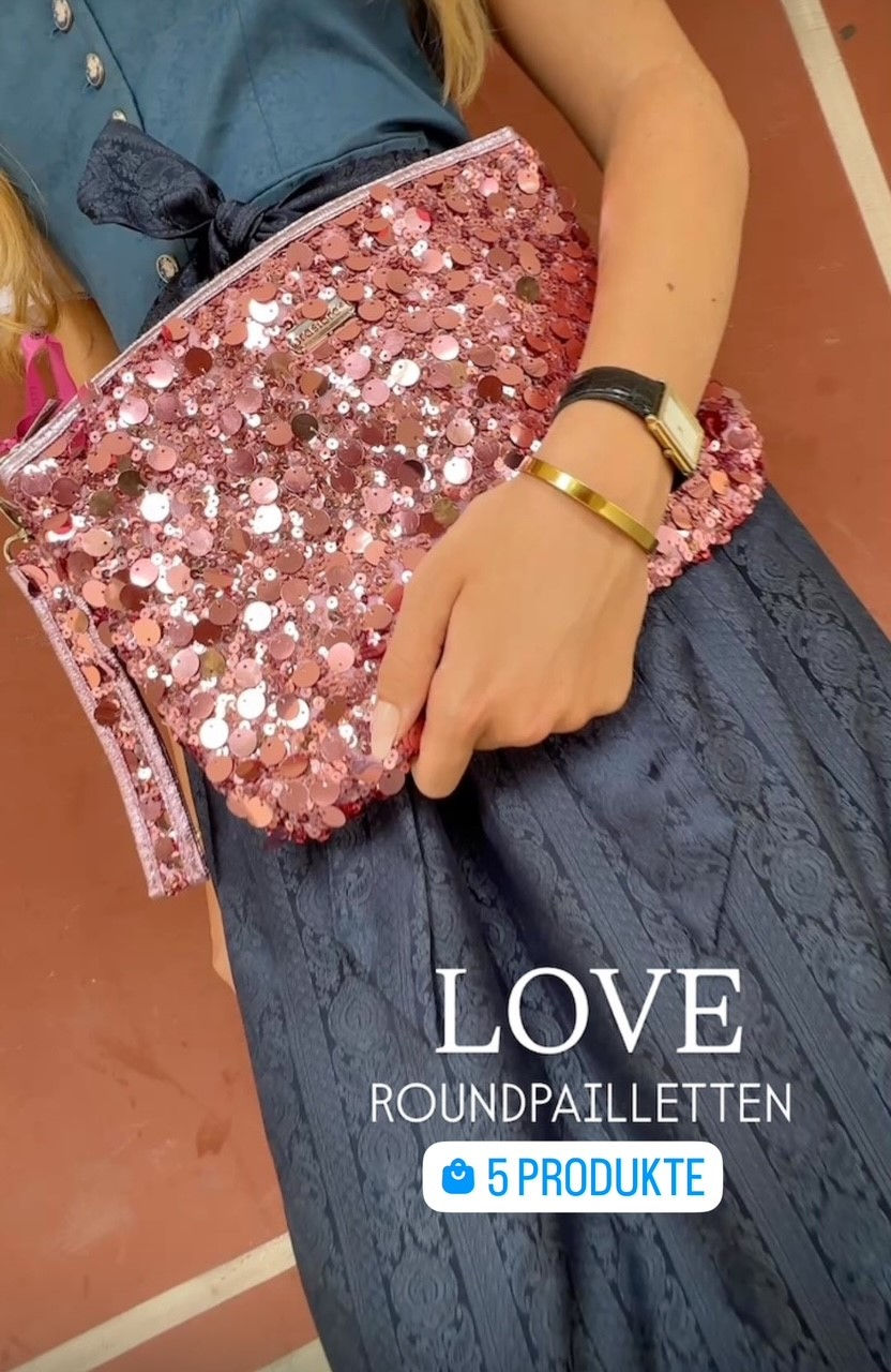 Miniaturbild: clutch paillette rosa mit Henkel am Carabiner Haken