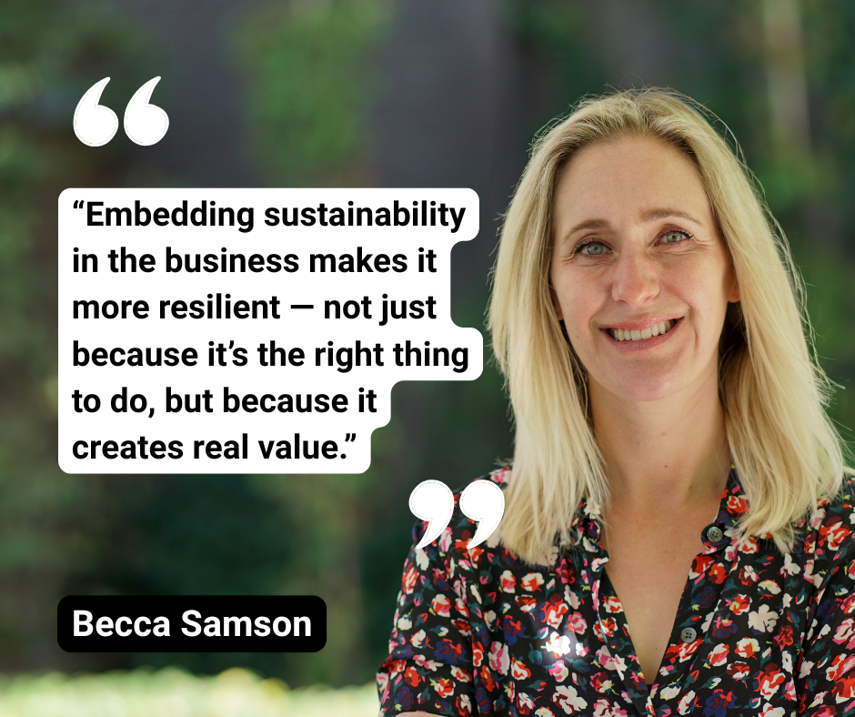 Becca in backgorund, quote