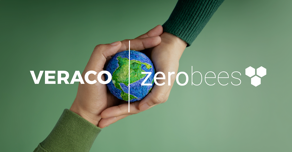 Planet held by two hands. Veraco x ZeroBees partnership