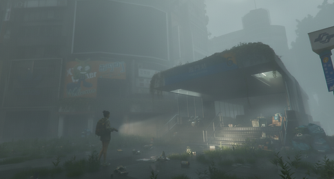Alternate lighting test with cooler tone on station exit scene