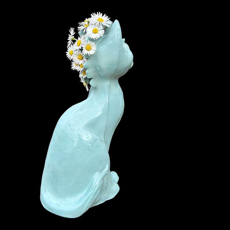 Miniature : Chat crêté Porçopaline turquoise
