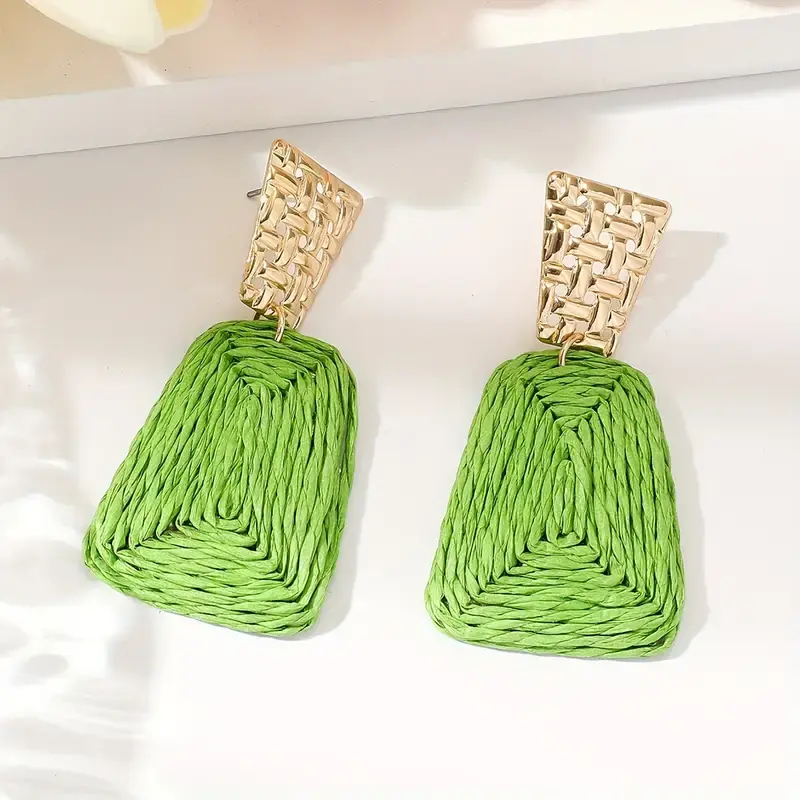 Thumbnail: Green Raffia Earrings