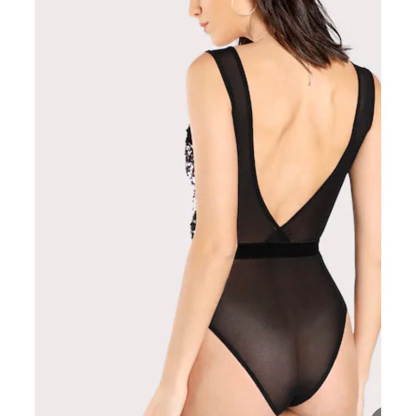 Thumbnail: Plunging Sequin Bodysuit