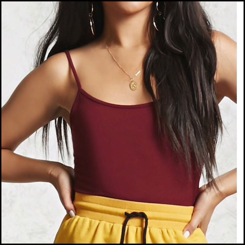 Thumbnail: Burgundy Cotton Stretch Camis 