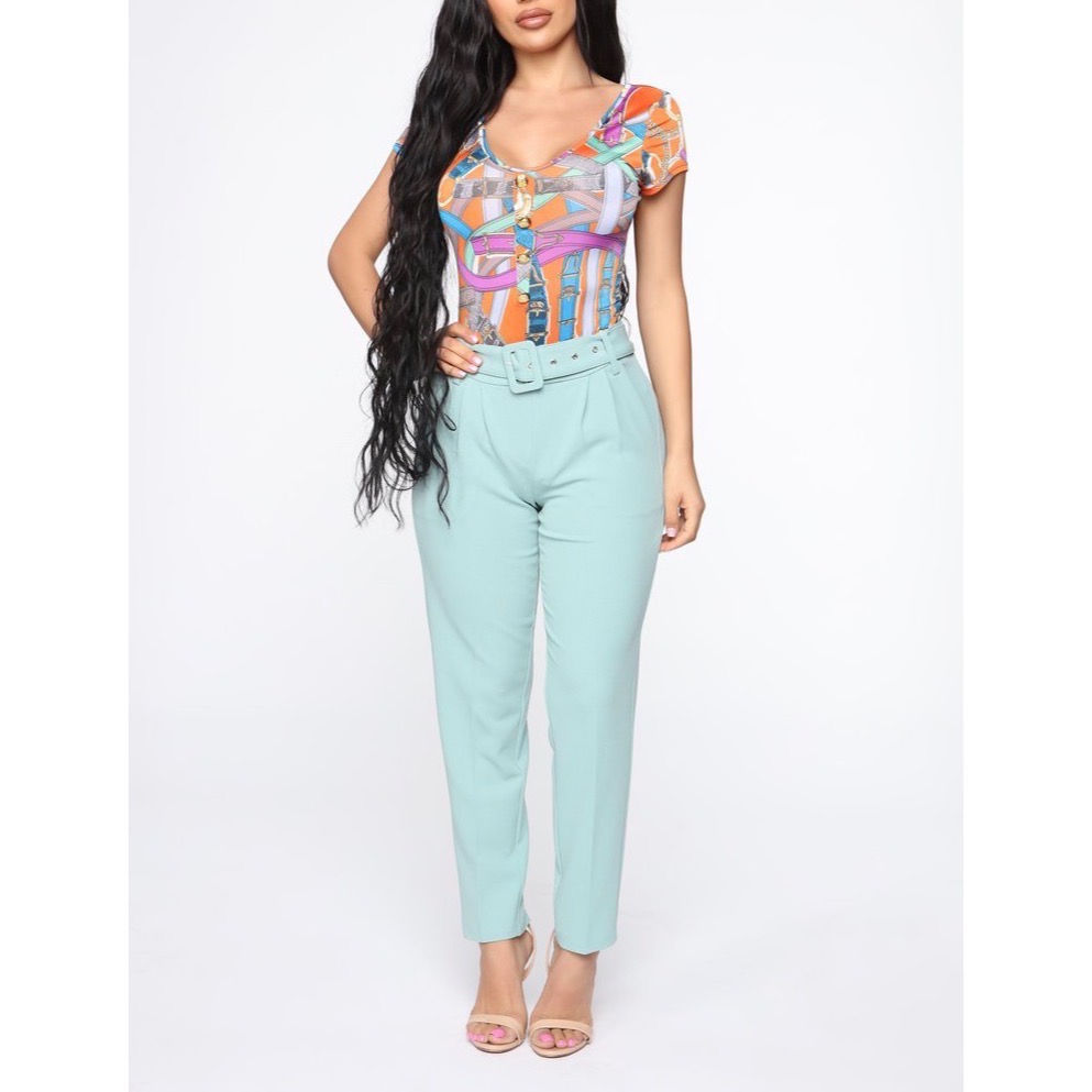 Mint Belted Dress Pants