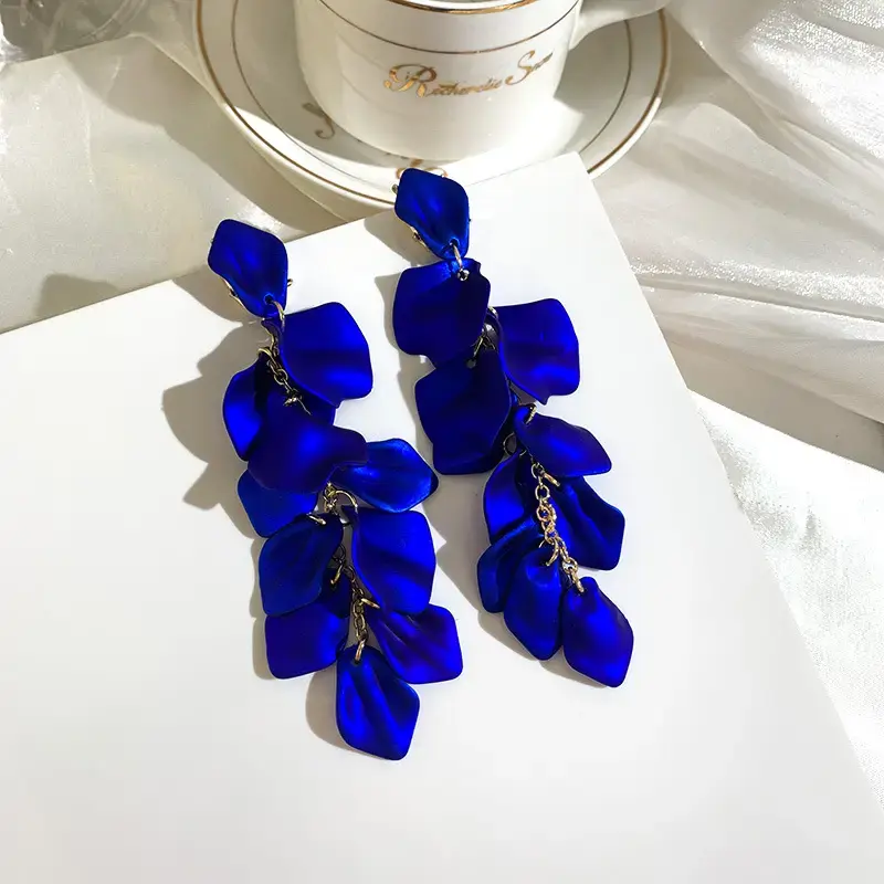 Flower Petal Tassel Dangle Earrings