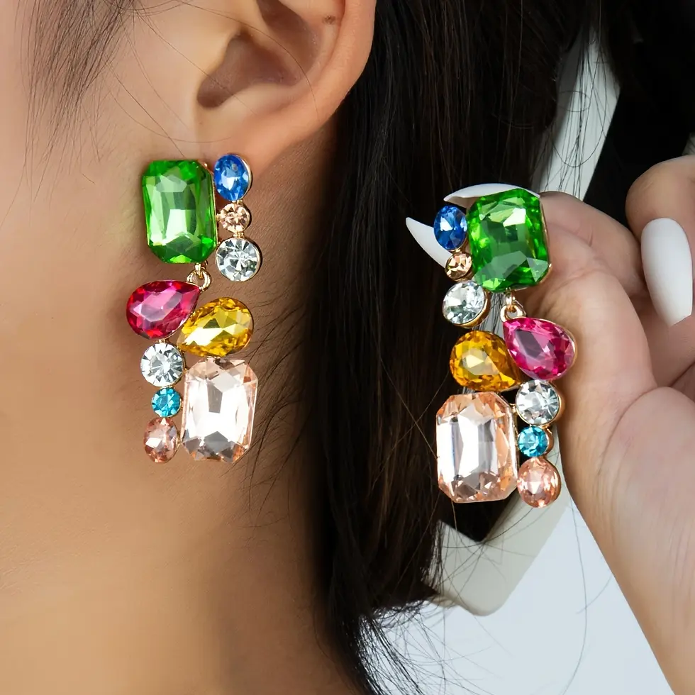 Thumbnail: Multicolored stone earrings 
