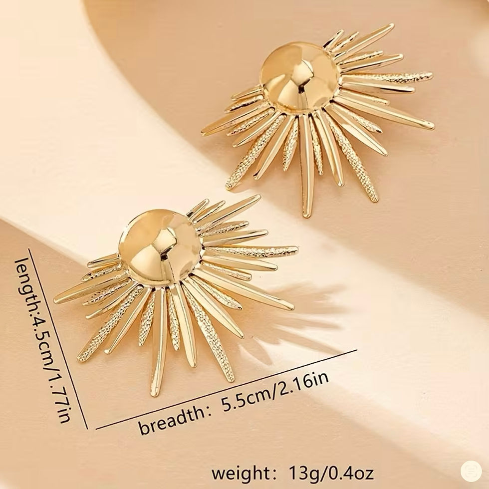 Thumbnail: Geometric golden fan shaped earrings 