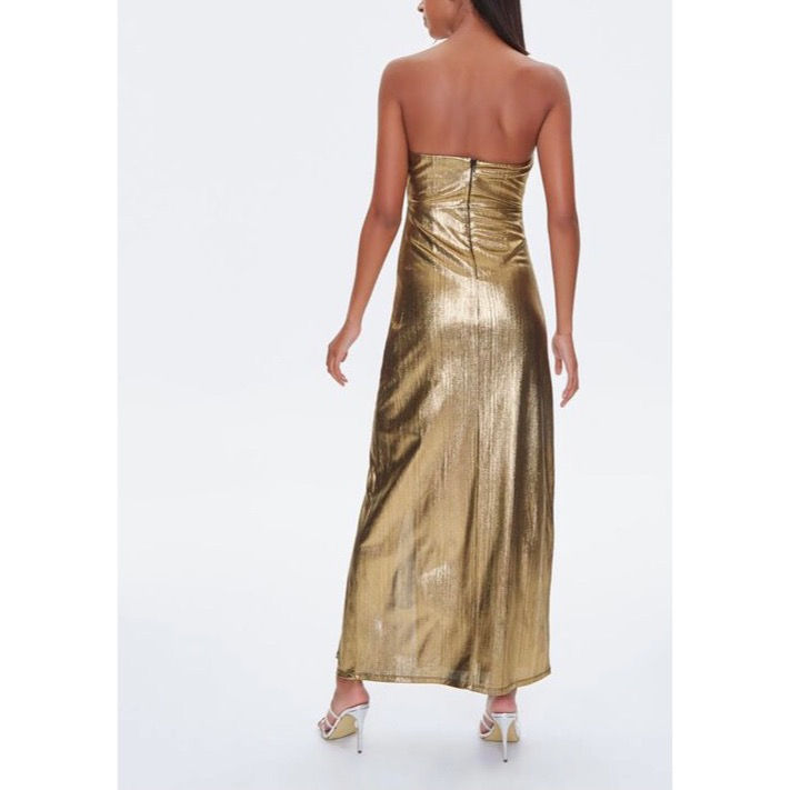 Thumbnail: Gold Fit & Flare Maxi Dress
