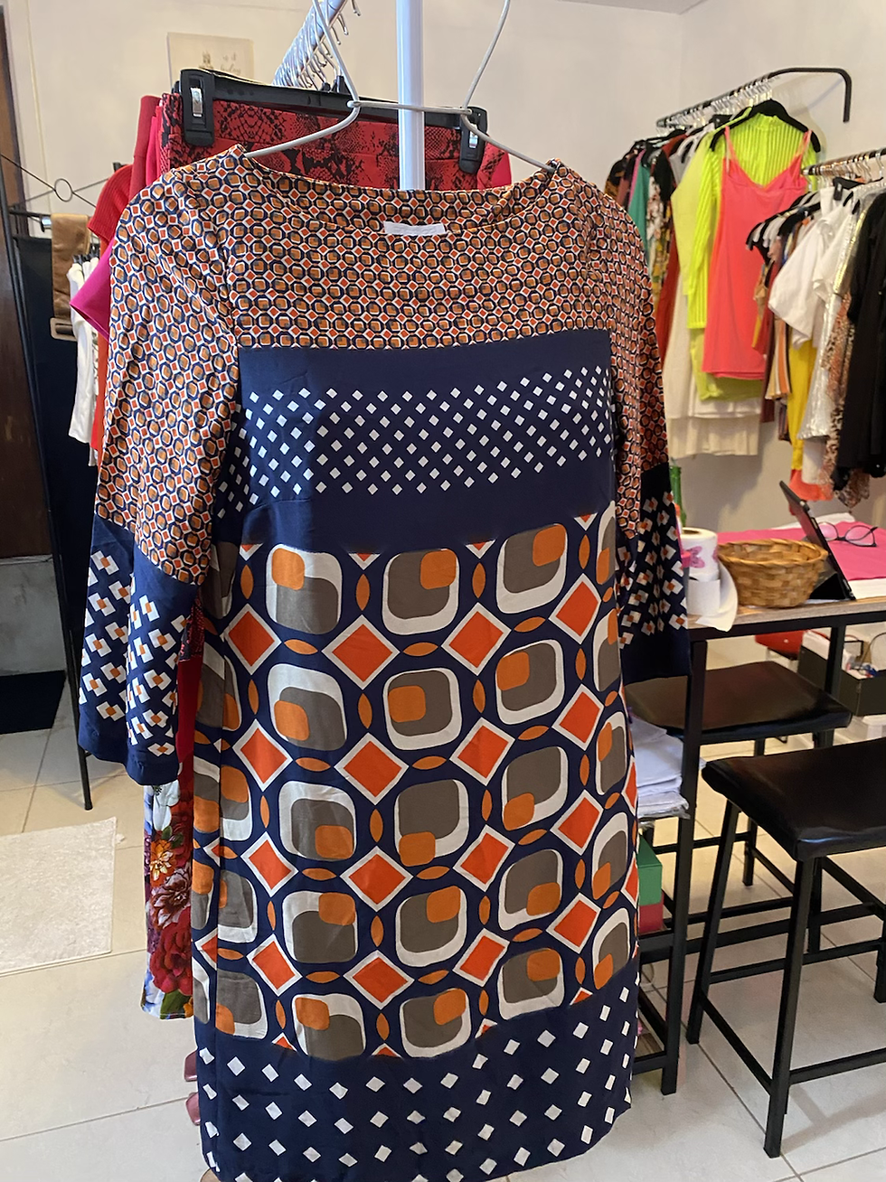 Thumbnail: Navy Combo Shift Dress 