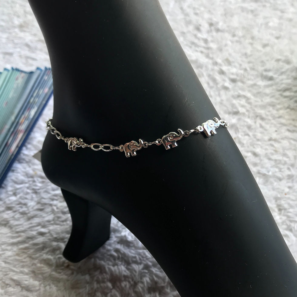 Thumbnail: Elephant Charms Silver Anklet
