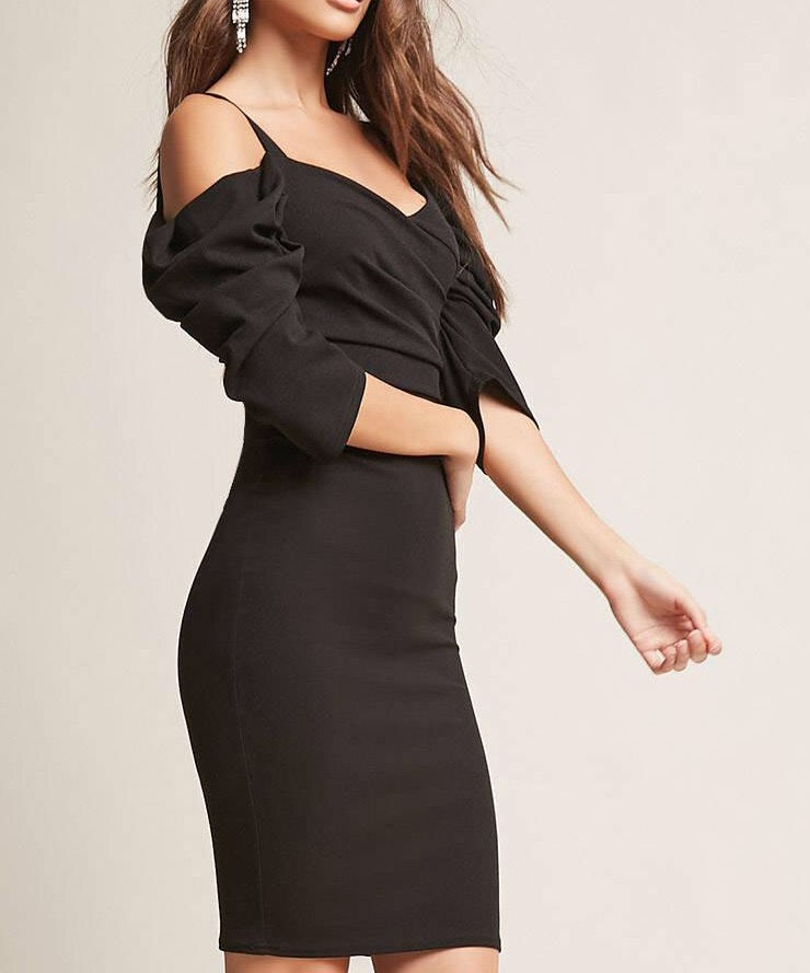 Thumbnail: Ruched open shoulder dress