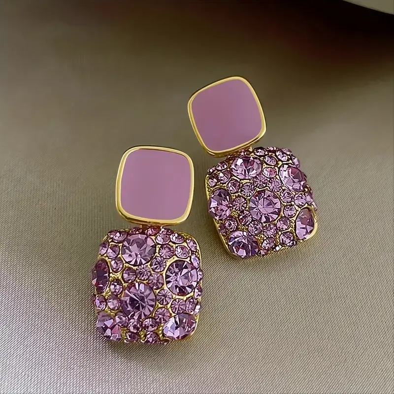 Thumbnail: Vintage Pink Sparkling Dangles