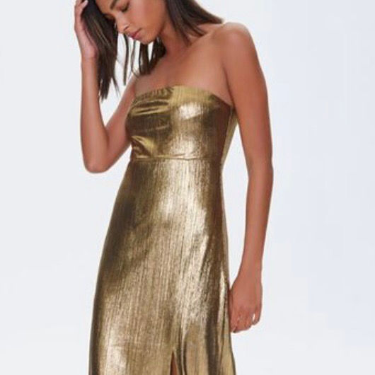 Thumbnail: Gold Fit & Flare Maxi Dress