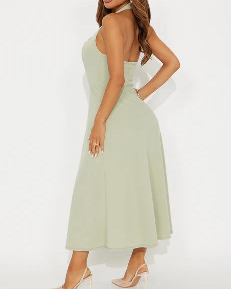 Thumbnail: Sage halter midi dress