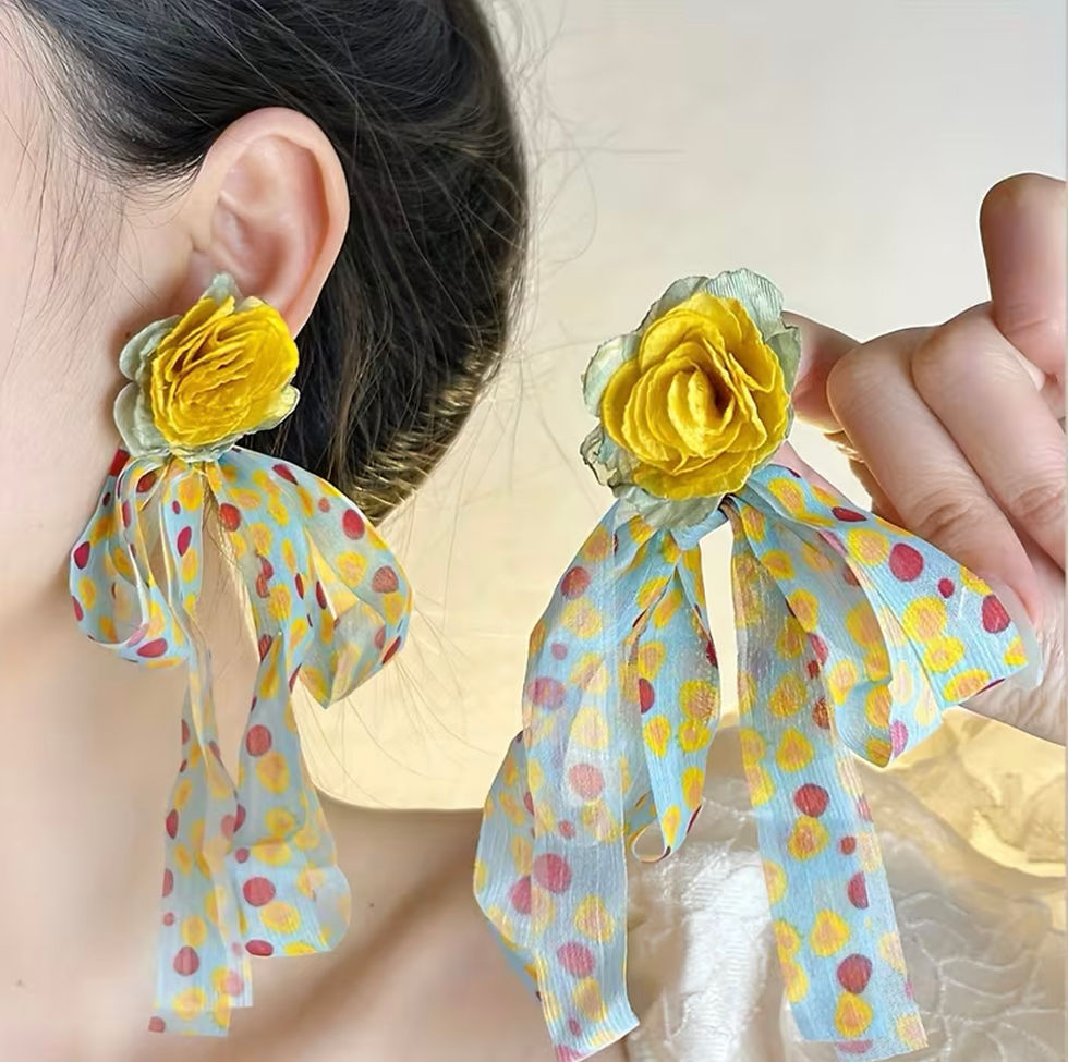 Thumbnail: Fabric flower earrings 