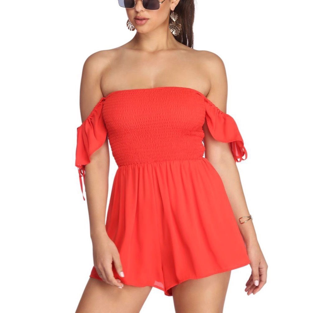Smocked Off Shoulder Romper