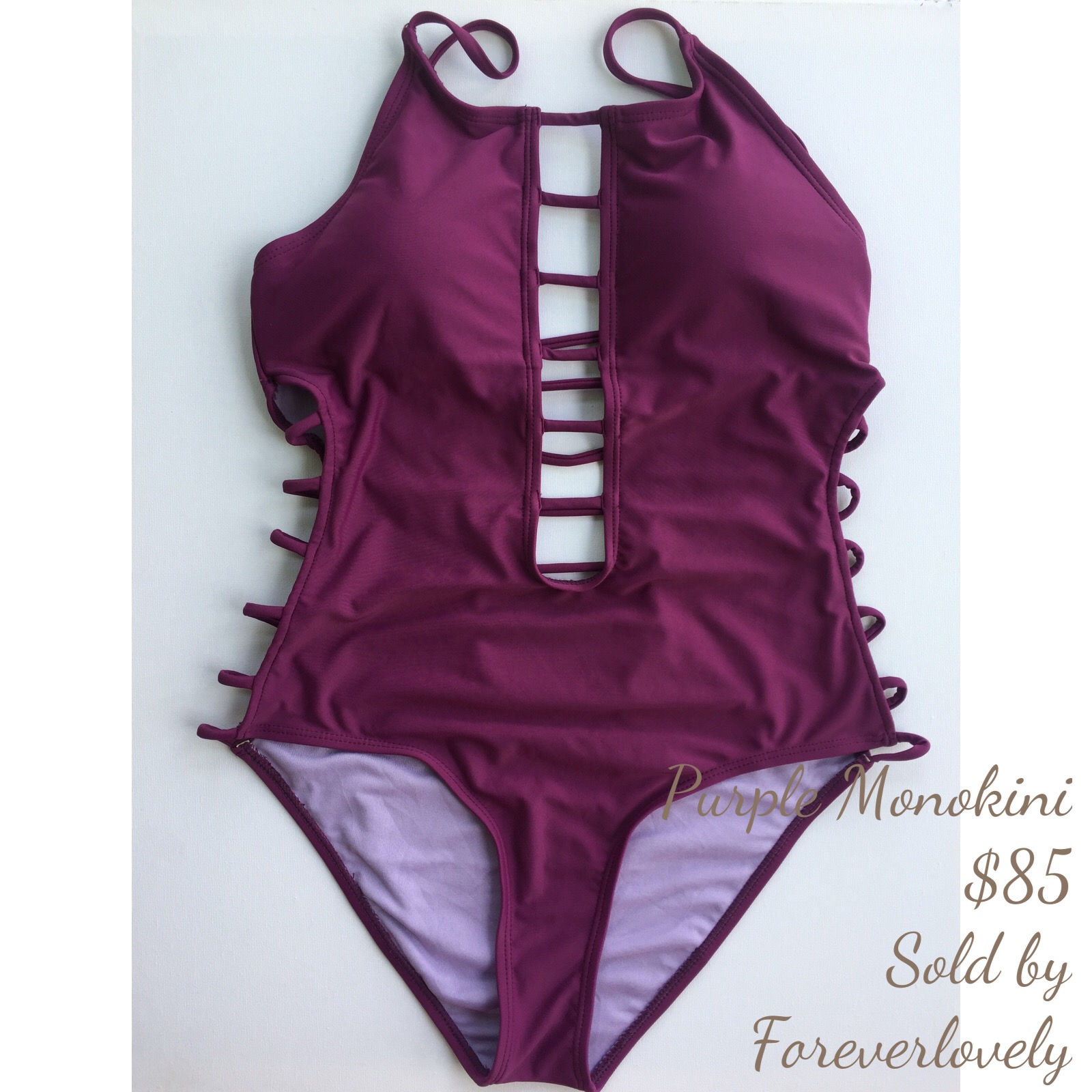 Purple caged Monokini