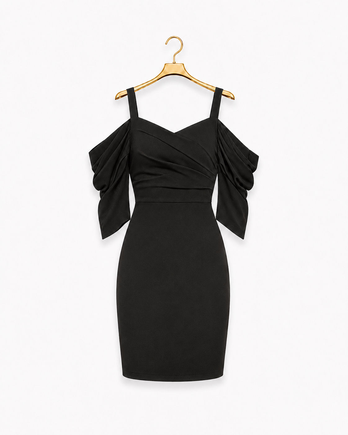 Ruched open shoulder dress