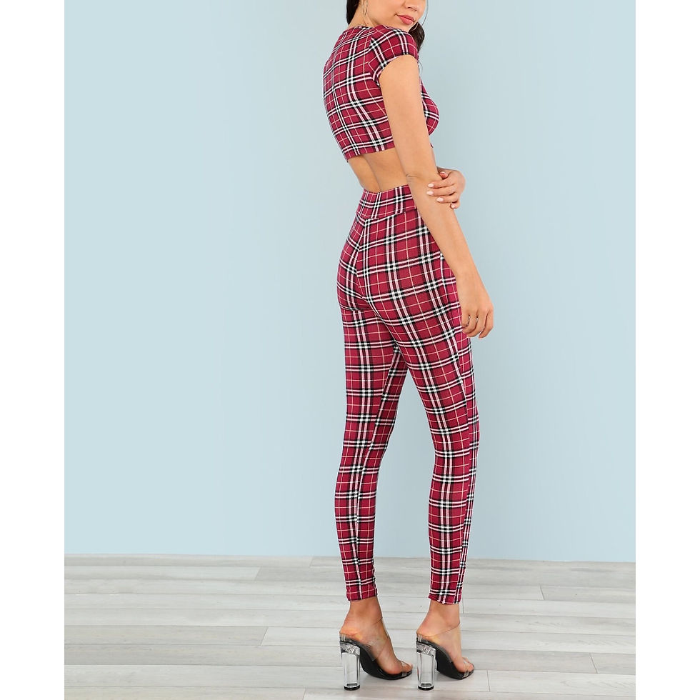 Thumbnail: Plaid Crop Top and Pants Set