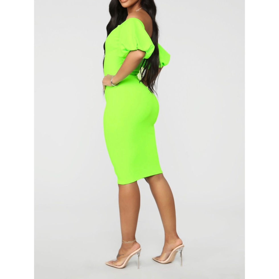 Thumbnail: Neon Bubble Sleeve Midi Dress