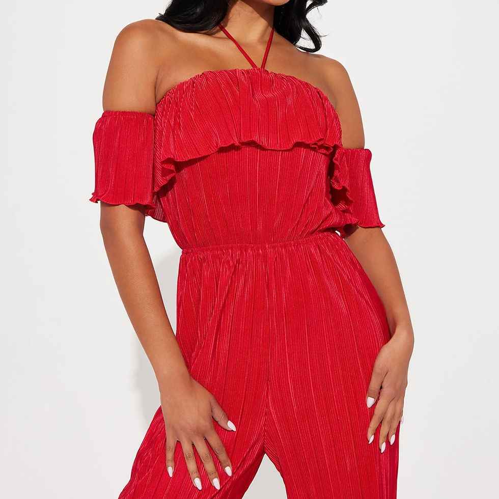 Thumbnail: Red Plisse Jumpsuit 