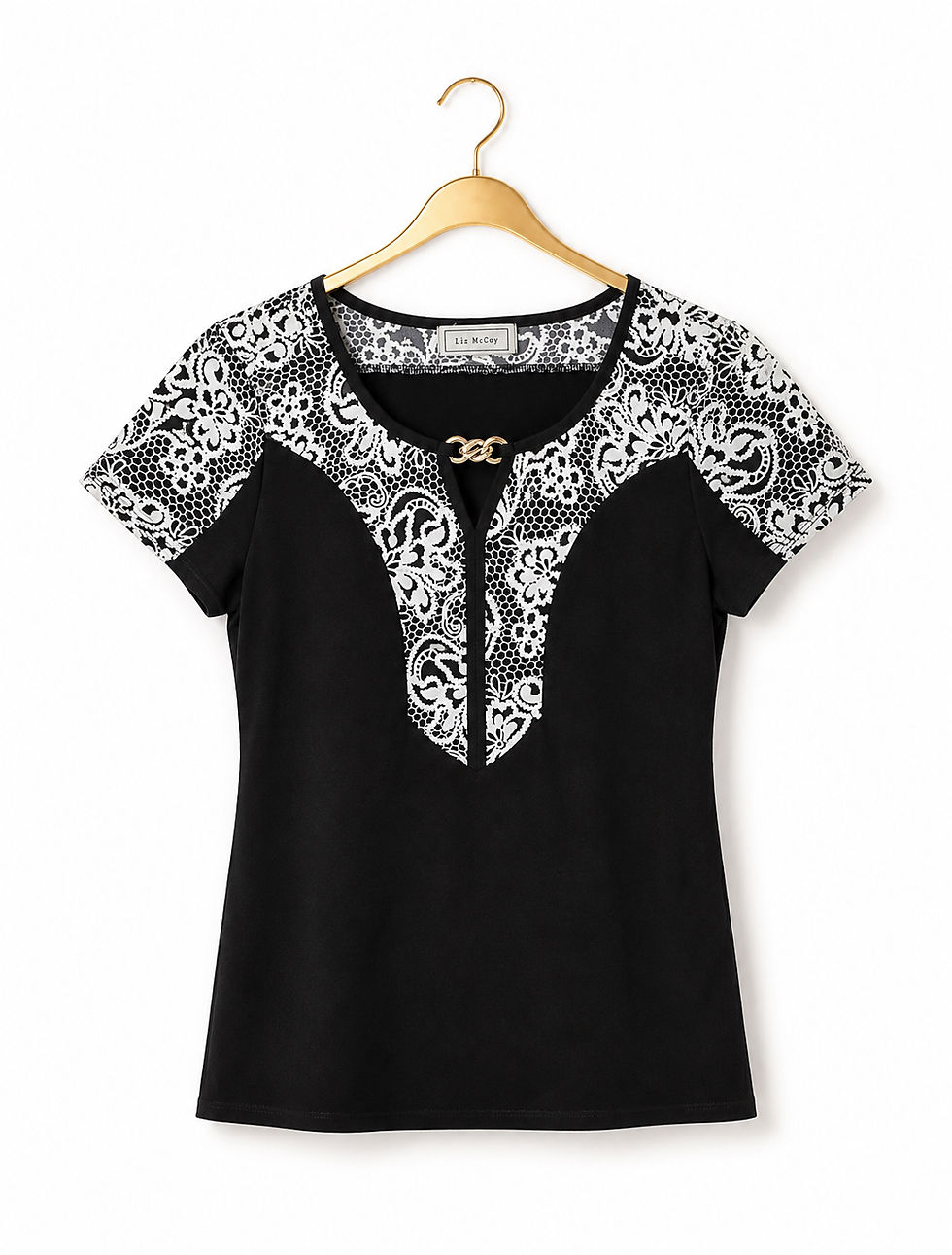Thumbnail: Black & White Lace Contrast Top 