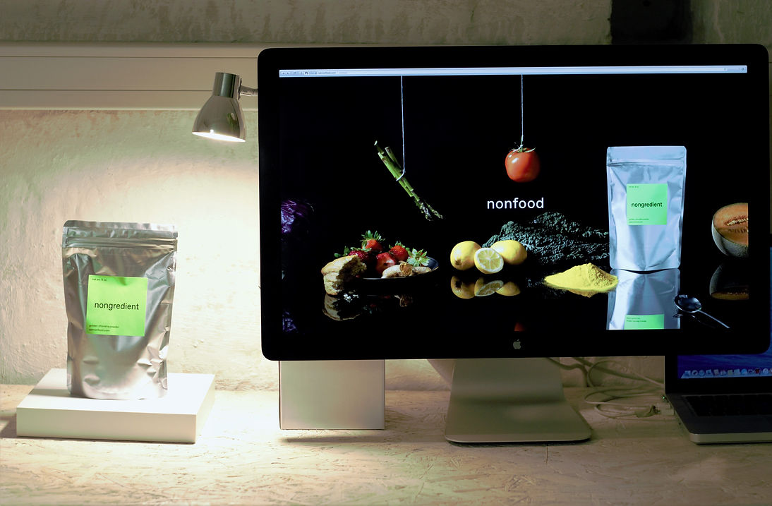 Nonfood, Nongredient, algae products by Sean Raspet, Lucy Chinen, exhibition curated by Alexis Loisel-Montambaux