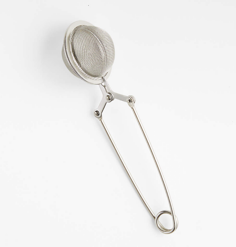 Thumbnail: Stainless steel snap infuser tea ball with handle.