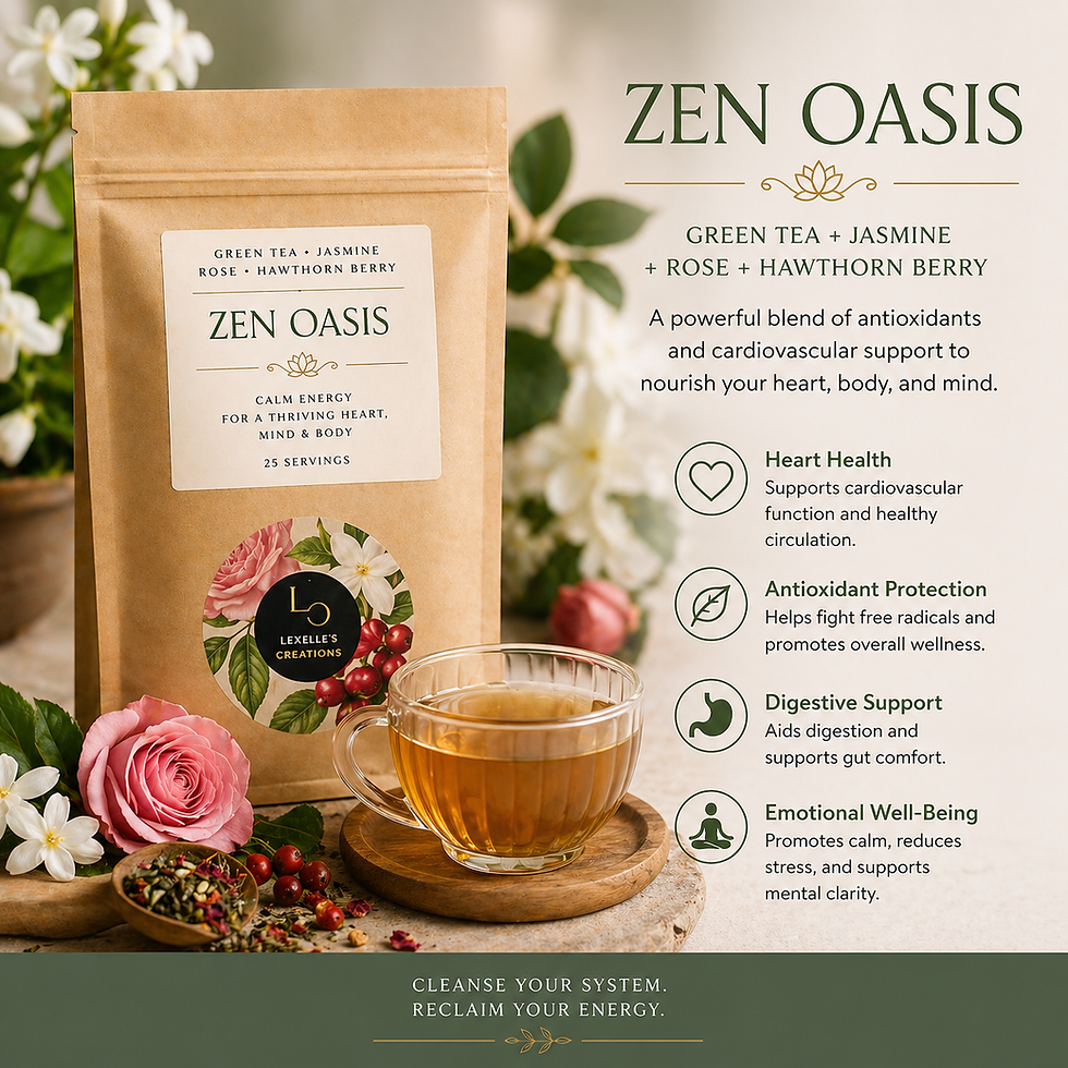 Zen Oasis Green Tea Blend with jasmine, rose, and hawthorn berry