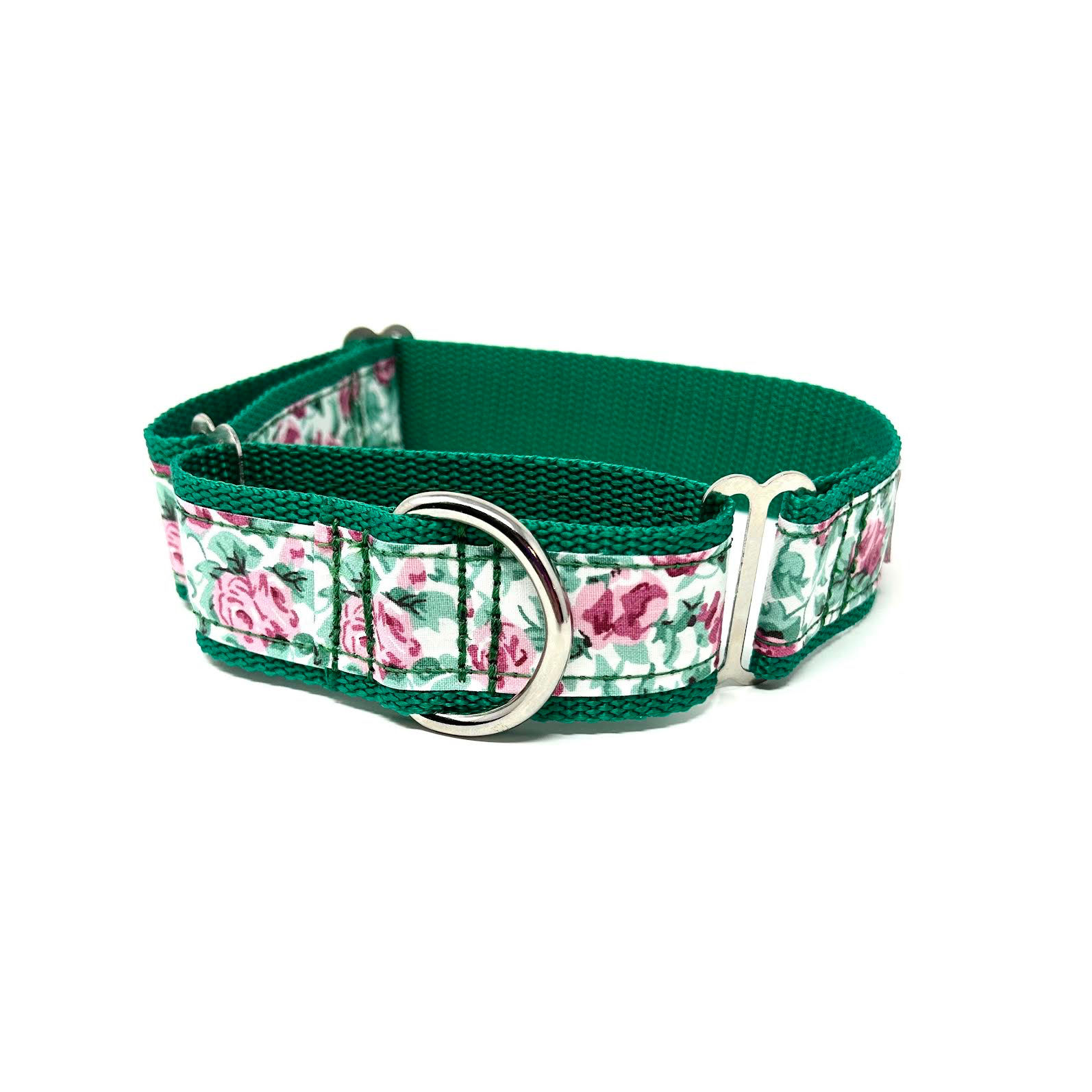 Pink Floral on Green