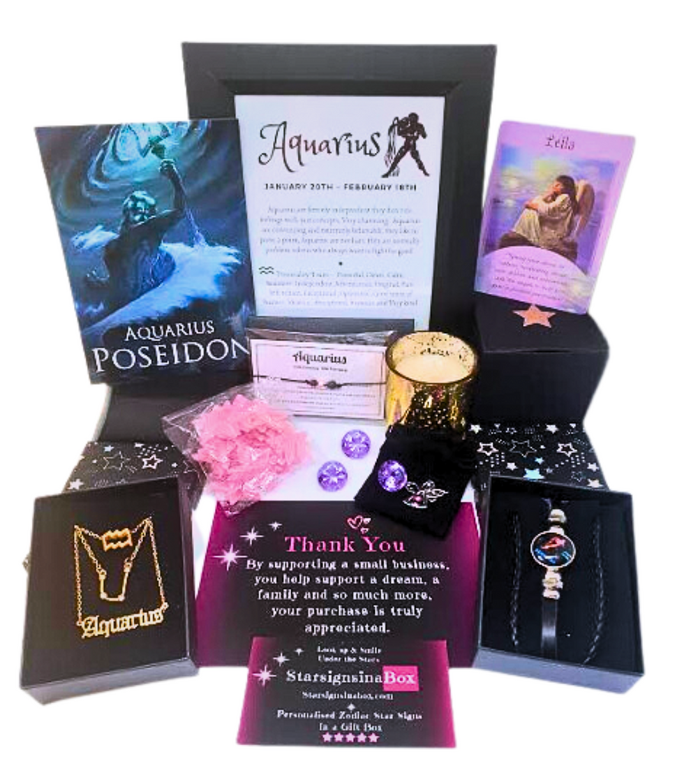 Aquarius zodiac star sign gift box - Gold