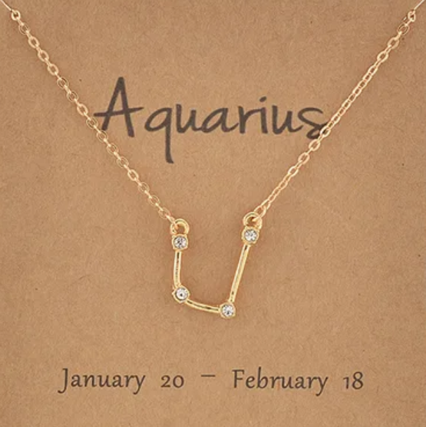 Gold or Silver Aquarius zodiac star shape necklace birthday gift