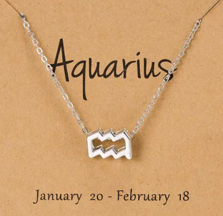 Thumbnail: Aquarius Zodiac symbol necklace birthday gift Christmas Gold or Silver