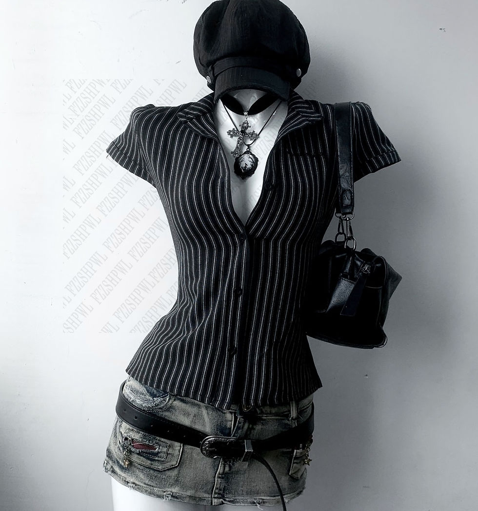 Thumbnail: Y2K Stripes Slim Fashion Punk Women Tide Goth Aesthetic Camisole Harajuku Classi