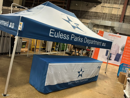 Custom 10x15 event tent for the City of Euless Parks Department by SplashTents.