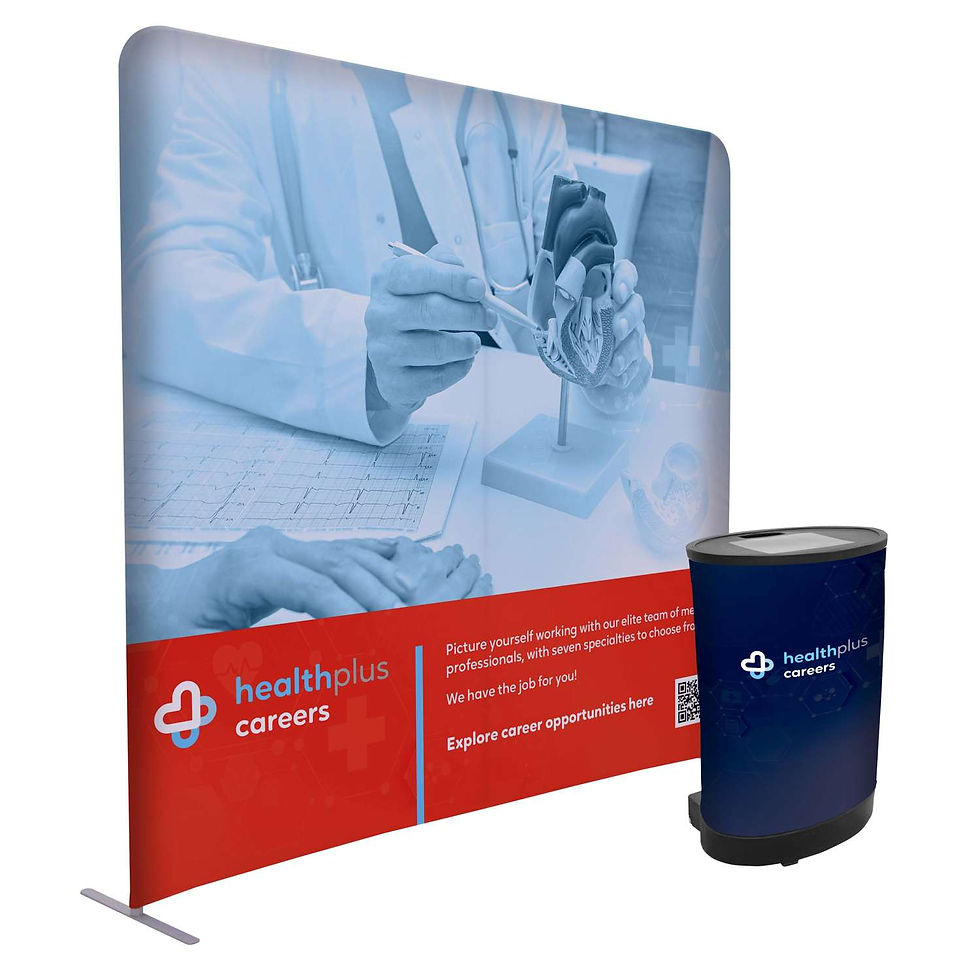 8ftx90"H Fabric Tension Display Kit with Counter Stand - Indoor Tradeshow Kit