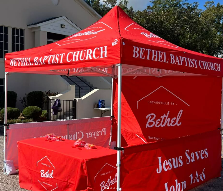 Bethel Baptist Church Expands Community Impact with Custom Canopy 10x10 Tents in Seagoville TX A Splash Tents Partnership