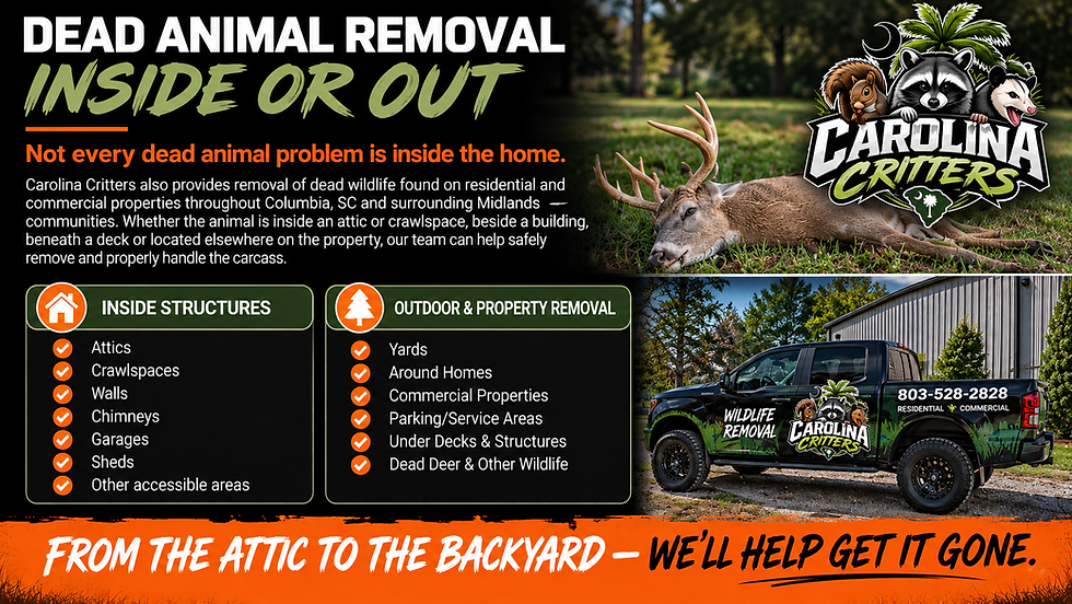 Dead animal removal for homes, yards, and commercial properties in Columbia SC
