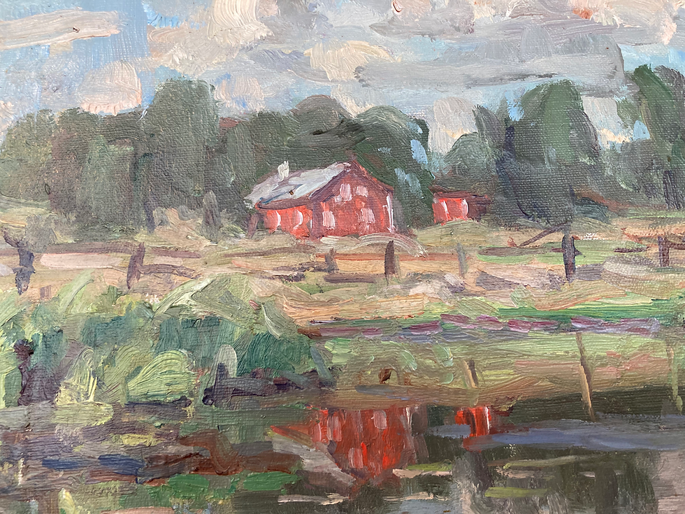 Thumbnail: SOLD 'House on the Pond' oil painting 1931