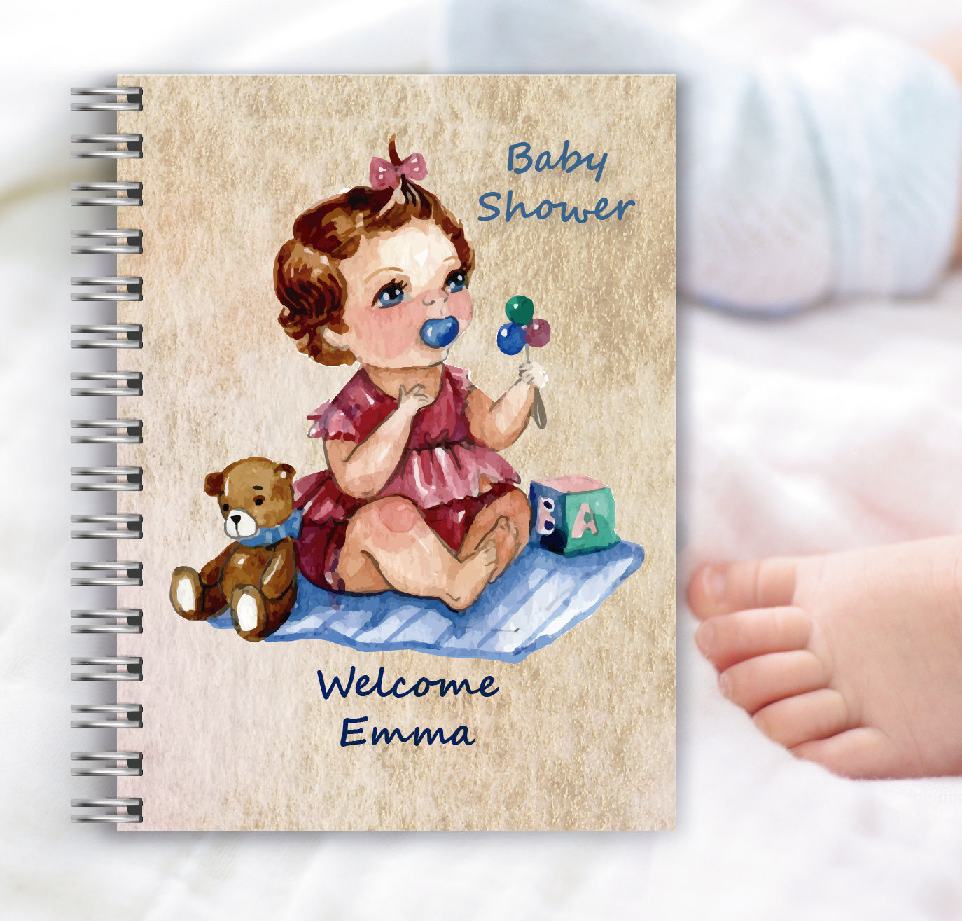 Libreta baby shower con osito